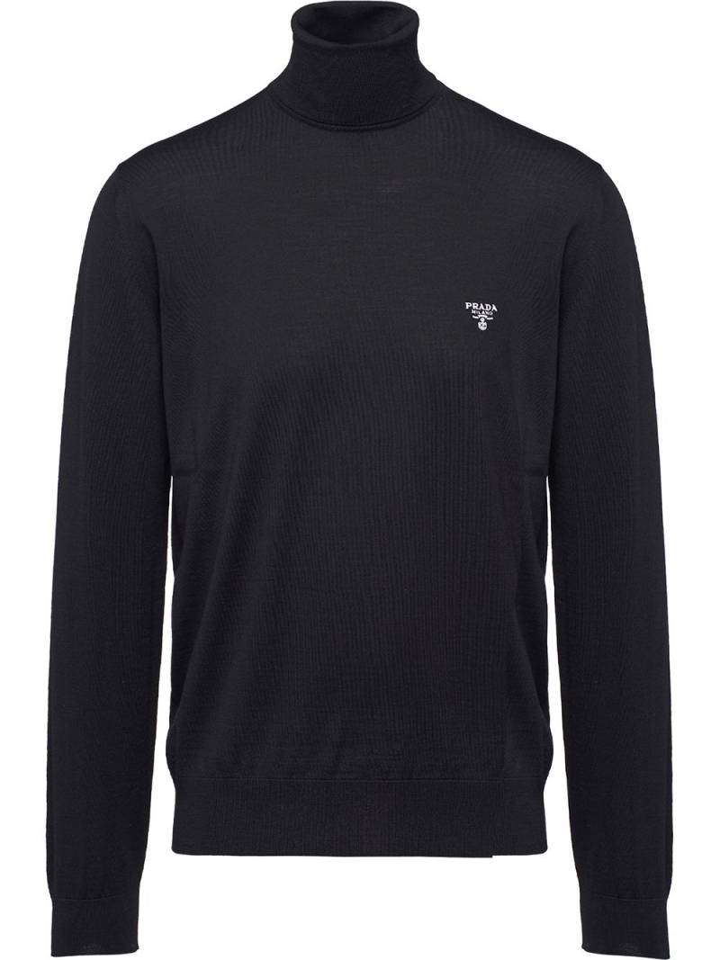 Prada embroidered-logo turtleneck jumper - Black von Prada