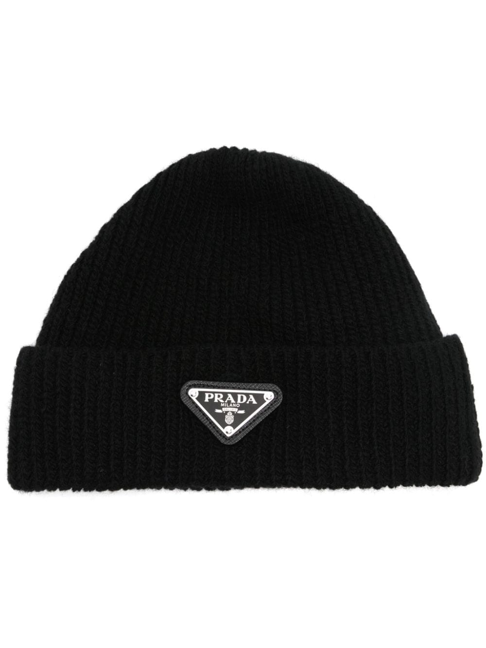 Prada triangle-logo beanie - Black von Prada