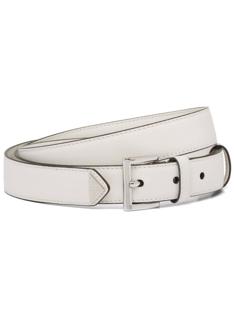 Prada triangle-logo leather belt - White von Prada