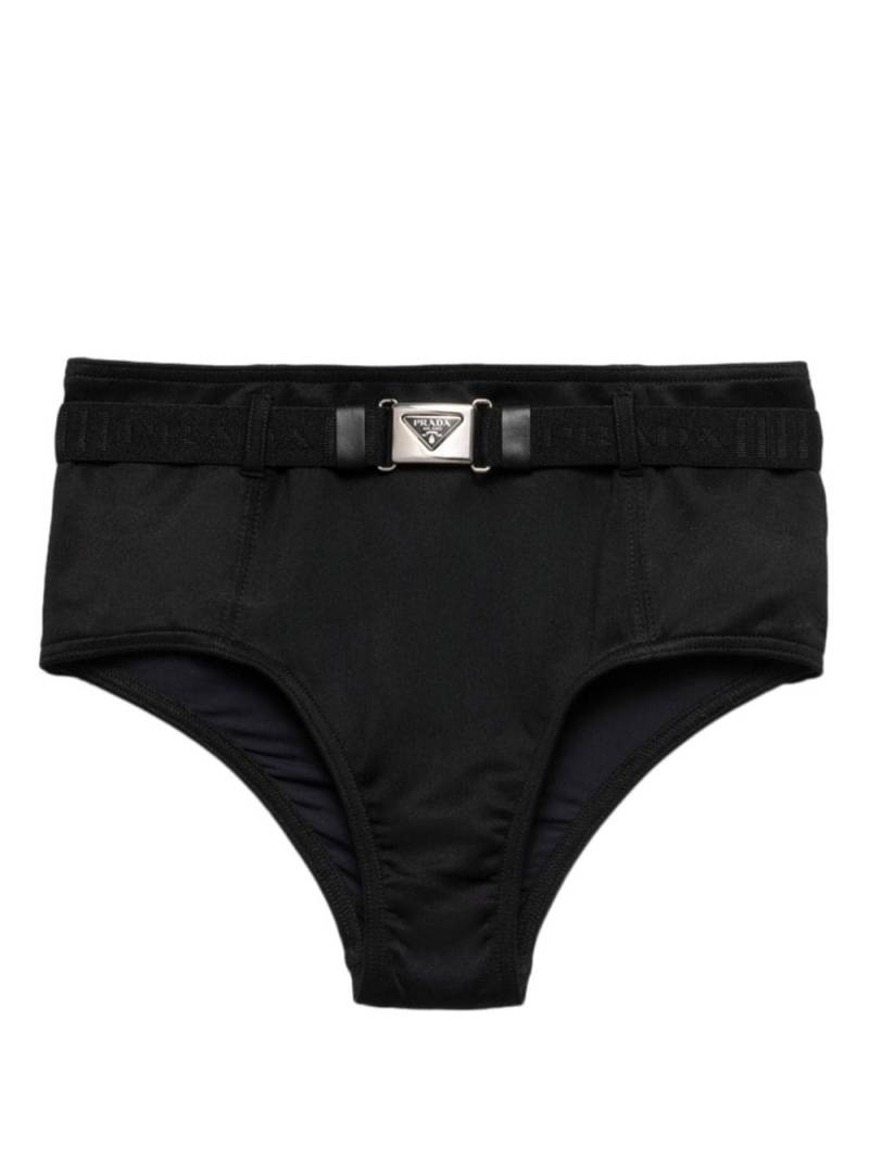 Prada triangle-logo belted bikini bottoms - Black von Prada