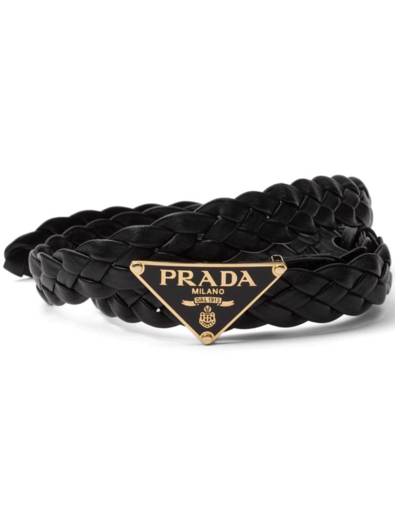 Prada triangle-logo braided belt - Black von Prada