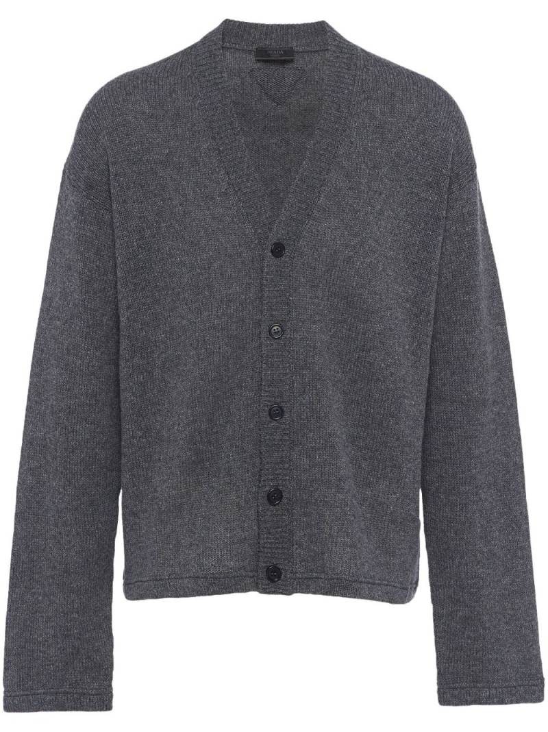 Prada triangle-logo cashmere cardigan - Grey von Prada