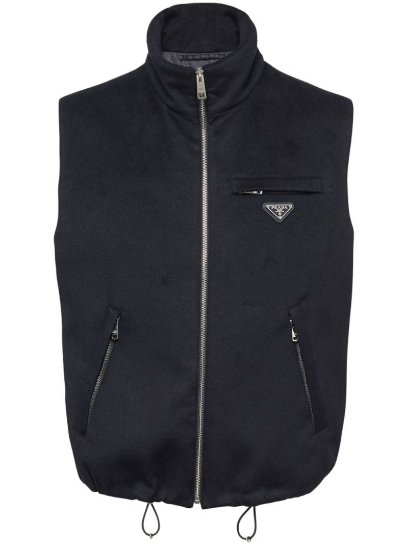 Prada triangle-logo cashmere gilet - Blue von Prada