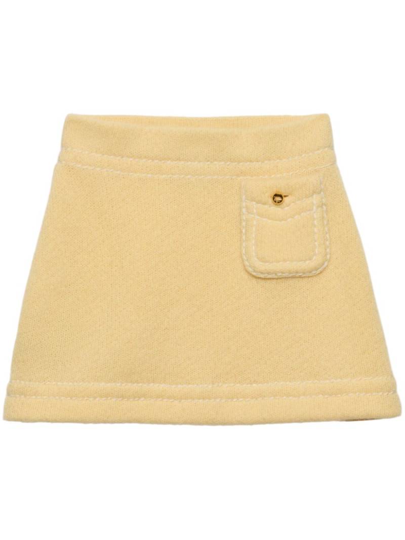 Prada triangle-logo cashmere miniskirt - Yellow von Prada