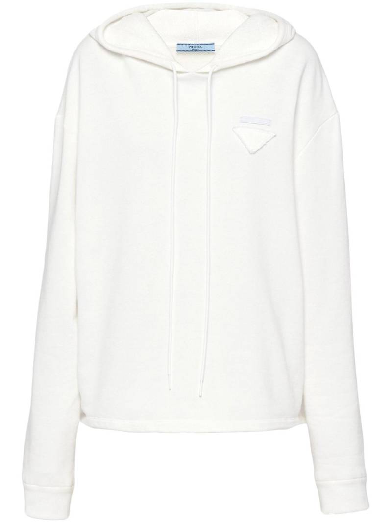 Prada triangle-logo cotton hoodie - White von Prada