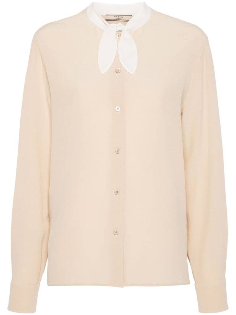 Prada triangle-logo crepe shirt - Neutrals von Prada