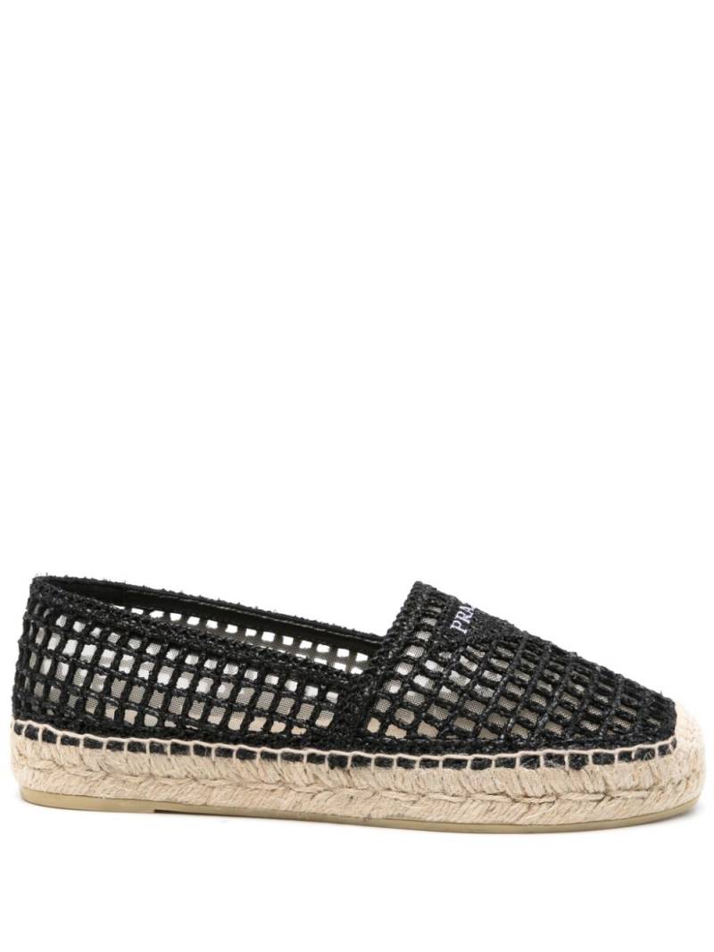 Prada triangle-logo crochet espadrilles - Black von Prada