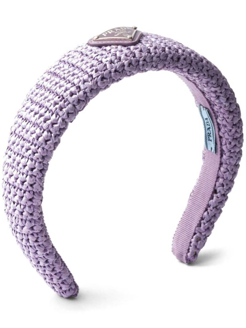 Prada triangle-logo crochet headband - Purple von Prada