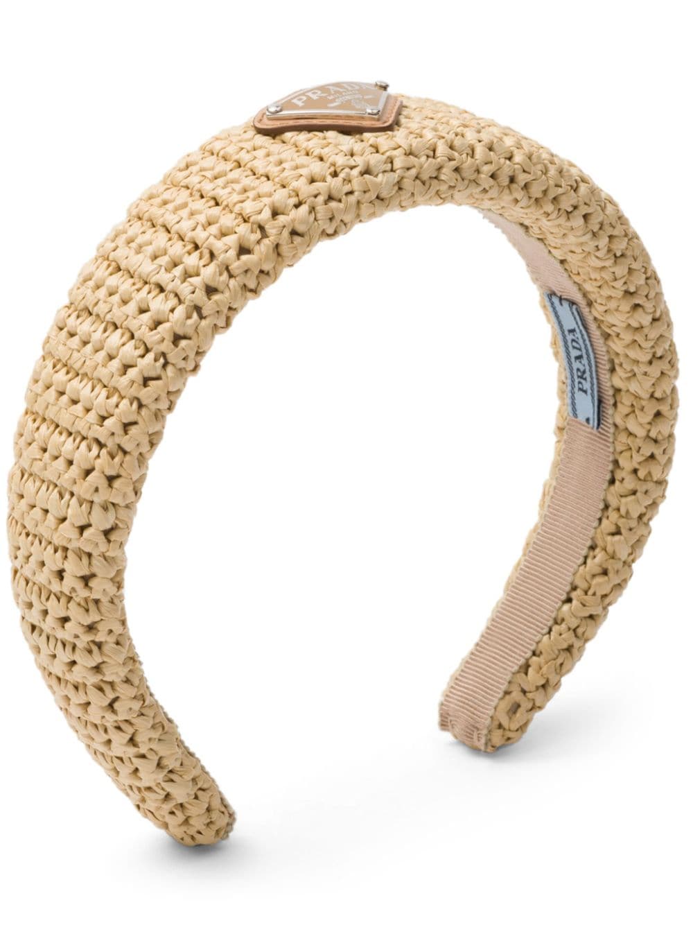 Prada triangle-logo crochet-knit headband - Neutrals von Prada