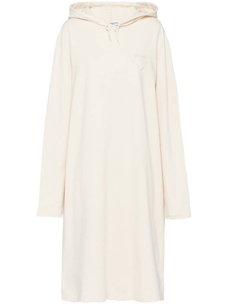 Prada triangle-logo fleece hoodie dress - Neutrals von Prada