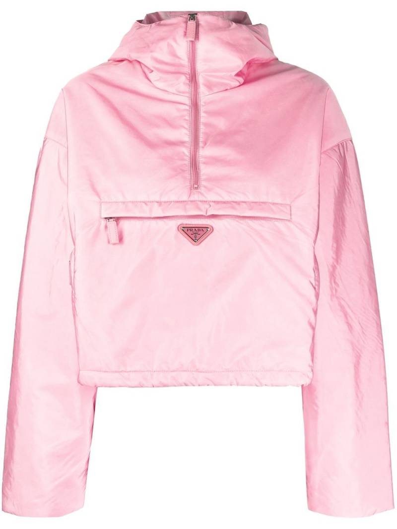 Prada triangle-logo hooded jacket - Pink von Prada