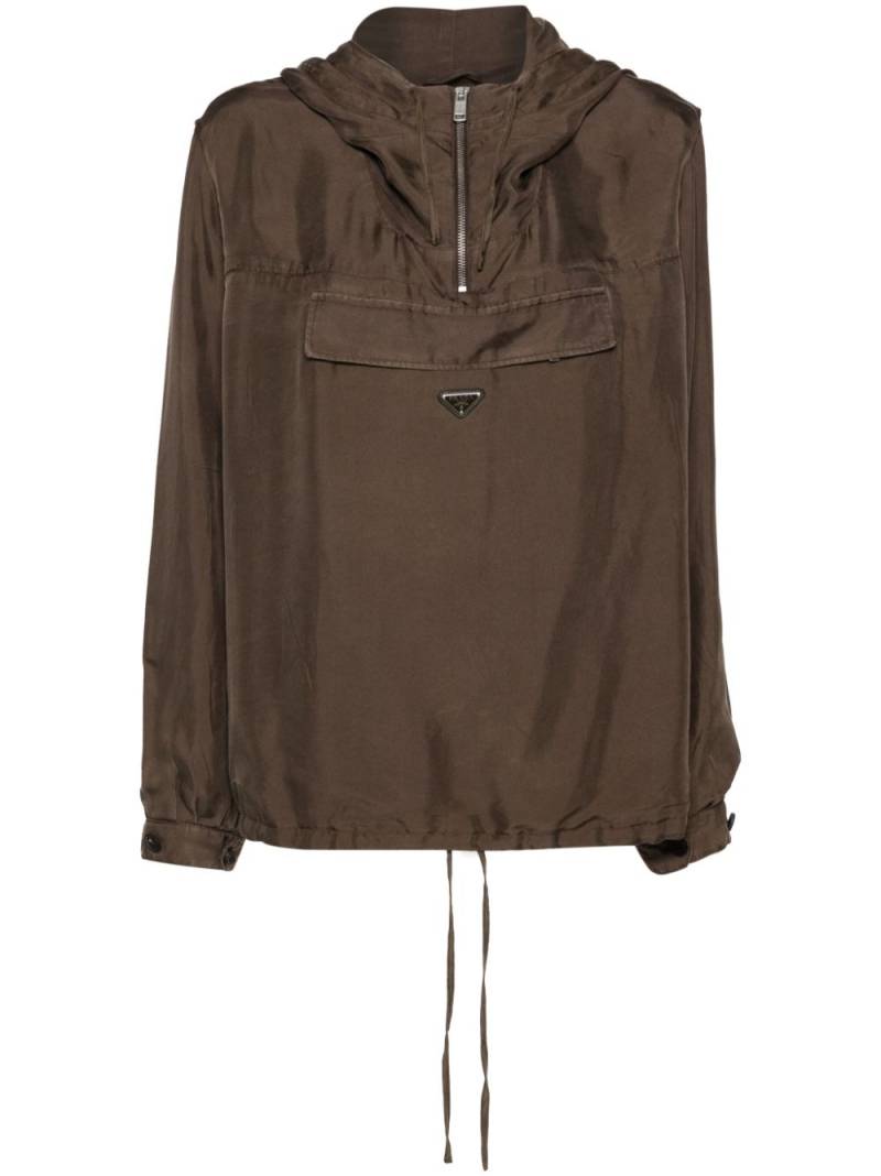 Prada triangle logo hoodie - Brown von Prada