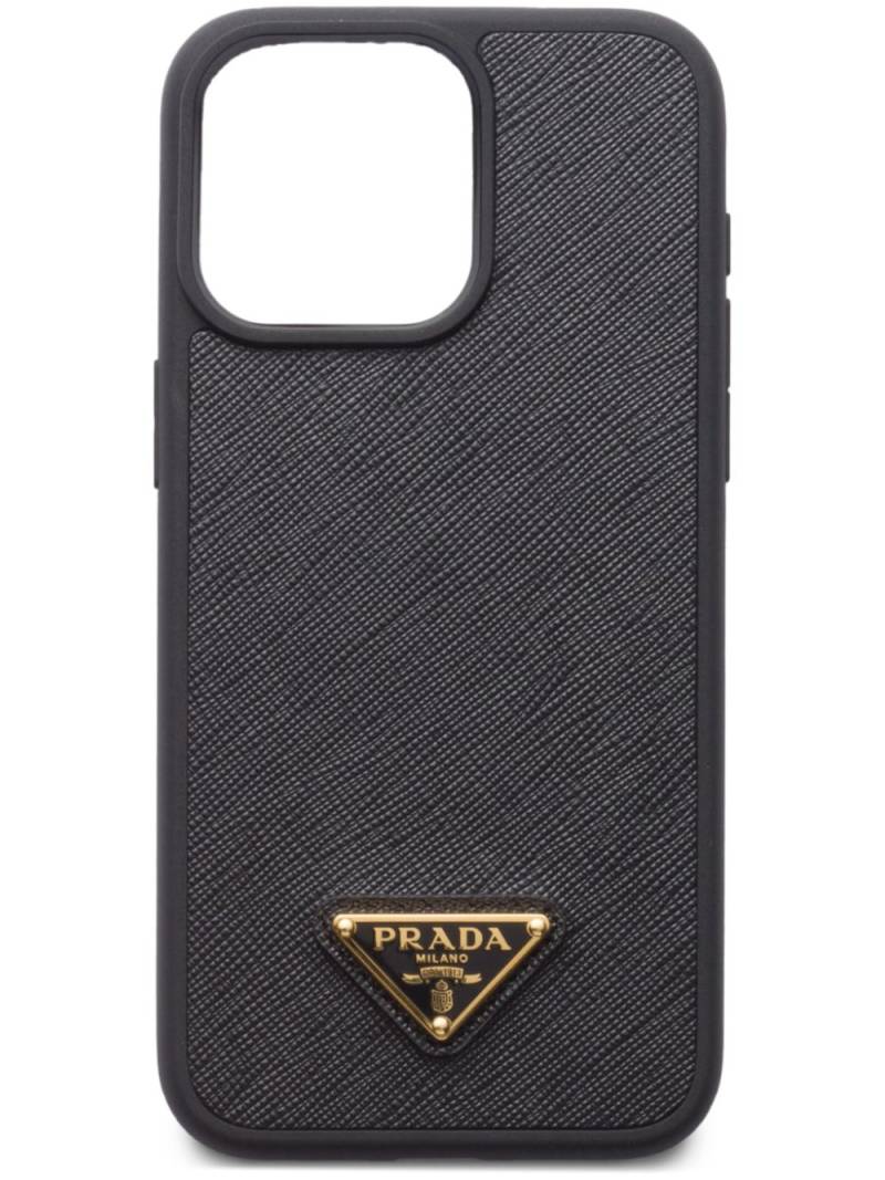 Prada triangle-logo iPhone 15 Pro Max case - Black von Prada