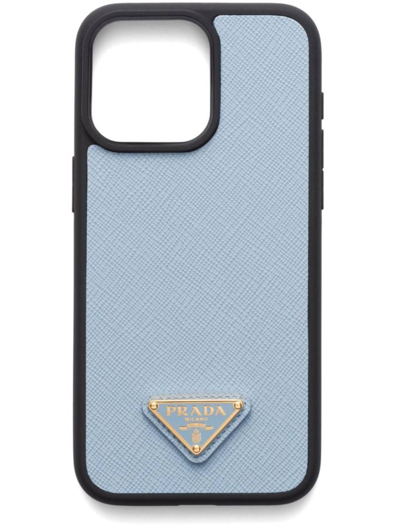 Prada triangle-logo iPhone 15 Pro Max case - Blue von Prada