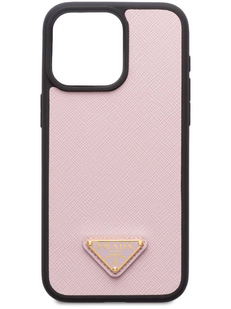 Prada triangle-logo iPhone 15 Pro Max case - Pink von Prada