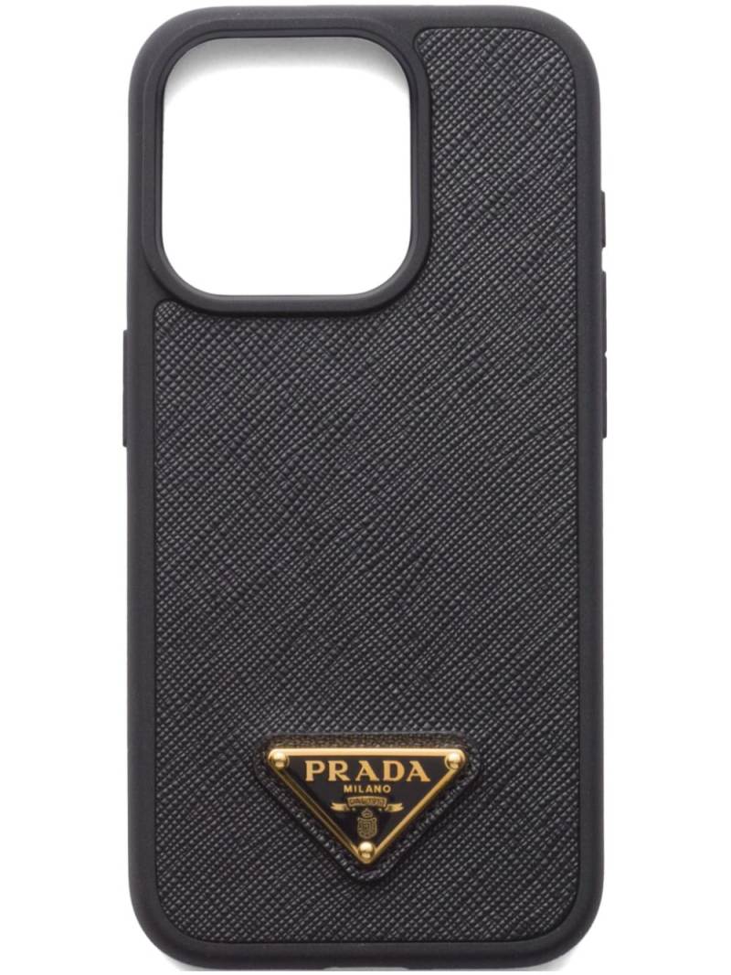 Prada triangle-logo iPhone 15 Pro case - Black von Prada