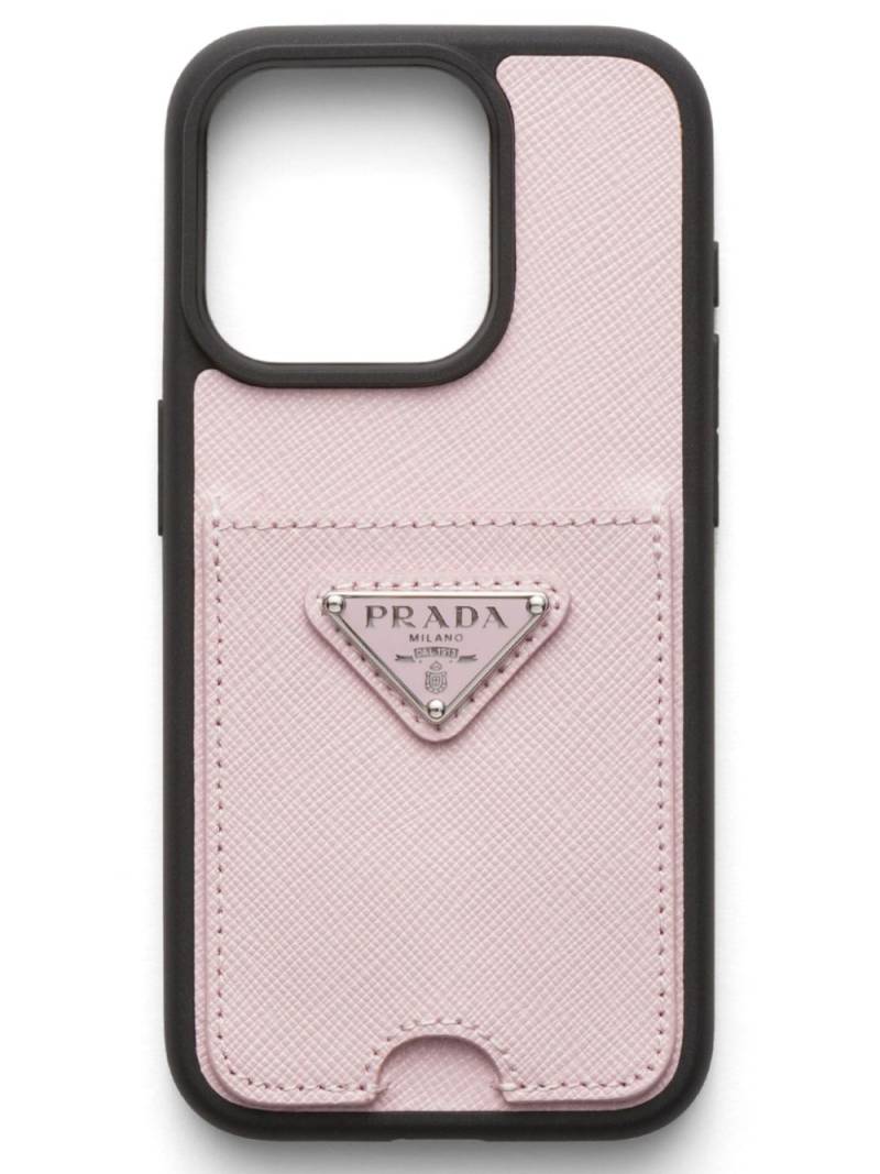 Prada triangle logo iPhone 15 Pro case - Pink von Prada