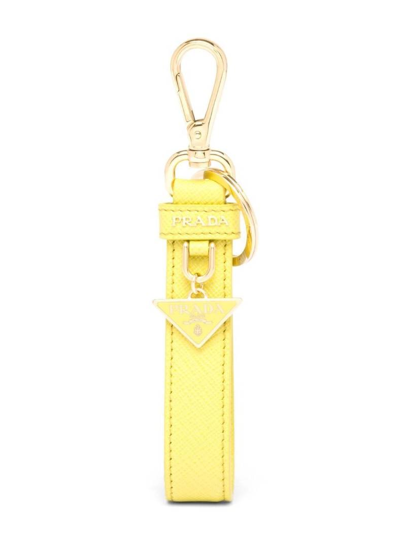 Prada triangle-logo leather keychain - Green von Prada