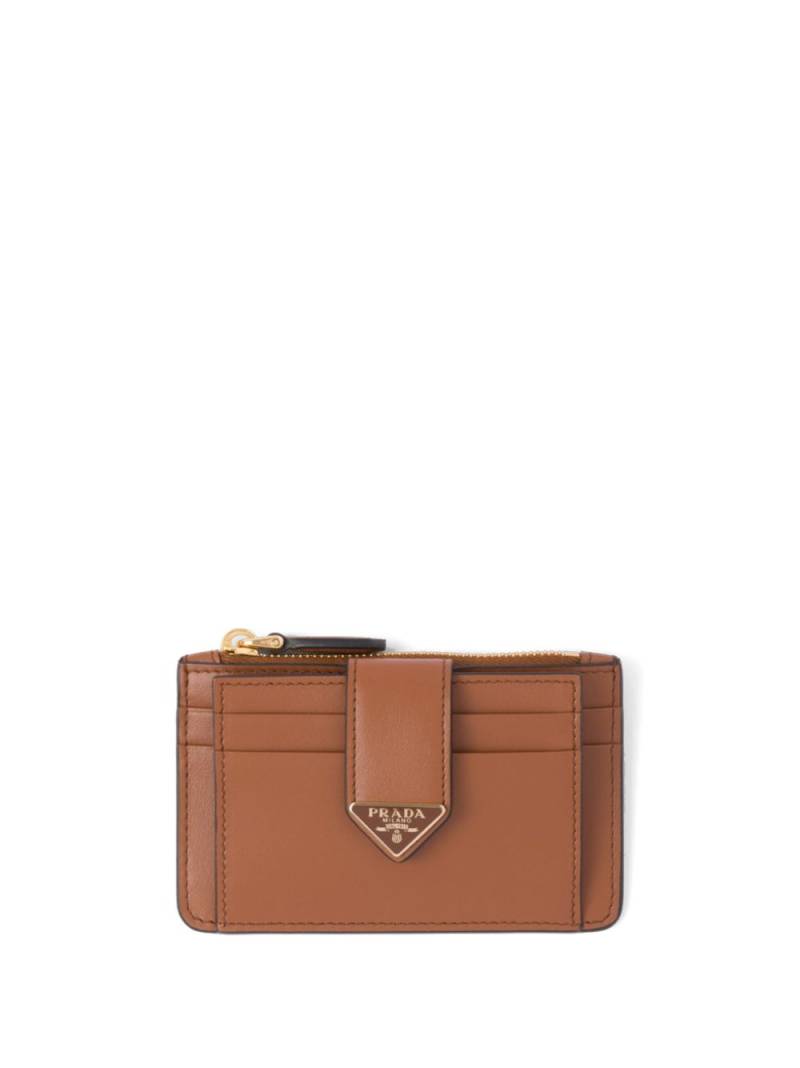 Prada triangle-logo leather cardholder - Brown von Prada