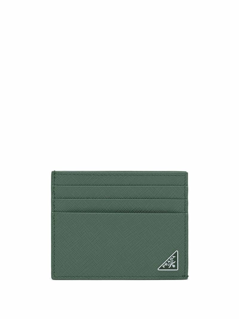 Prada triangle-logo leather cardholder - Green von Prada