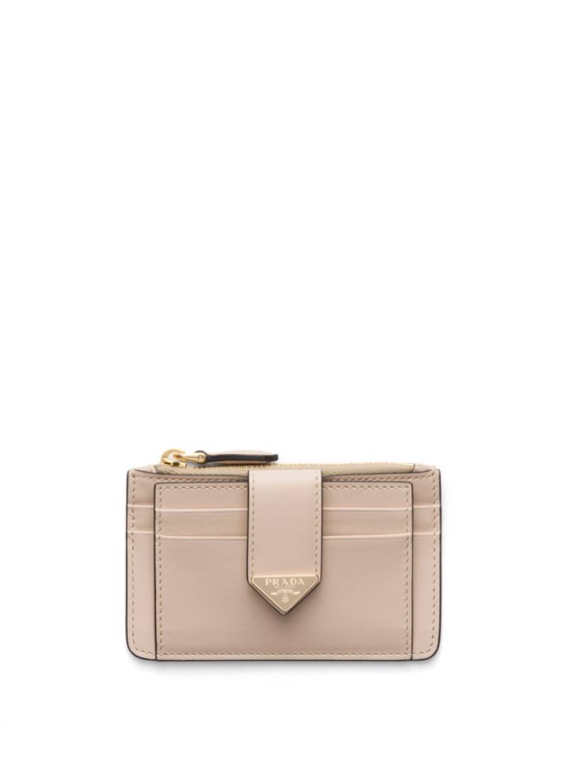 Prada triangle-logo leather cardholder - Neutrals von Prada