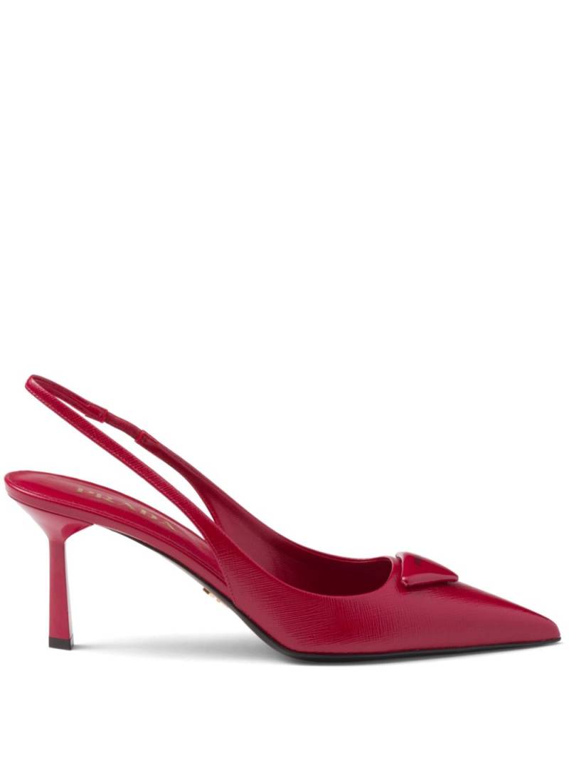 Prada triangle-logo leather slingback pumps - Red von Prada