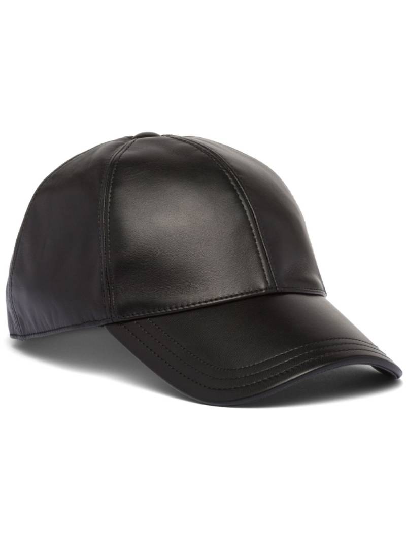 Prada triangle-logo leather baseball cap - Black von Prada