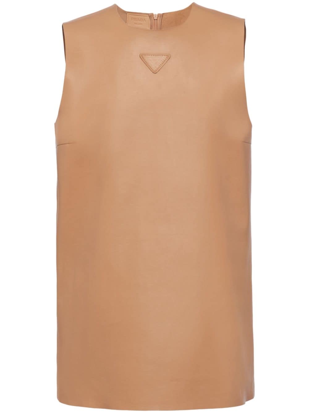 Prada triangle-logo nappa-leather top - Neutrals von Prada