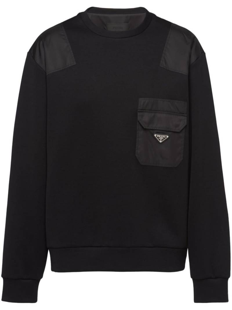 Prada triangle-logo panelled sweatshirt - Black von Prada