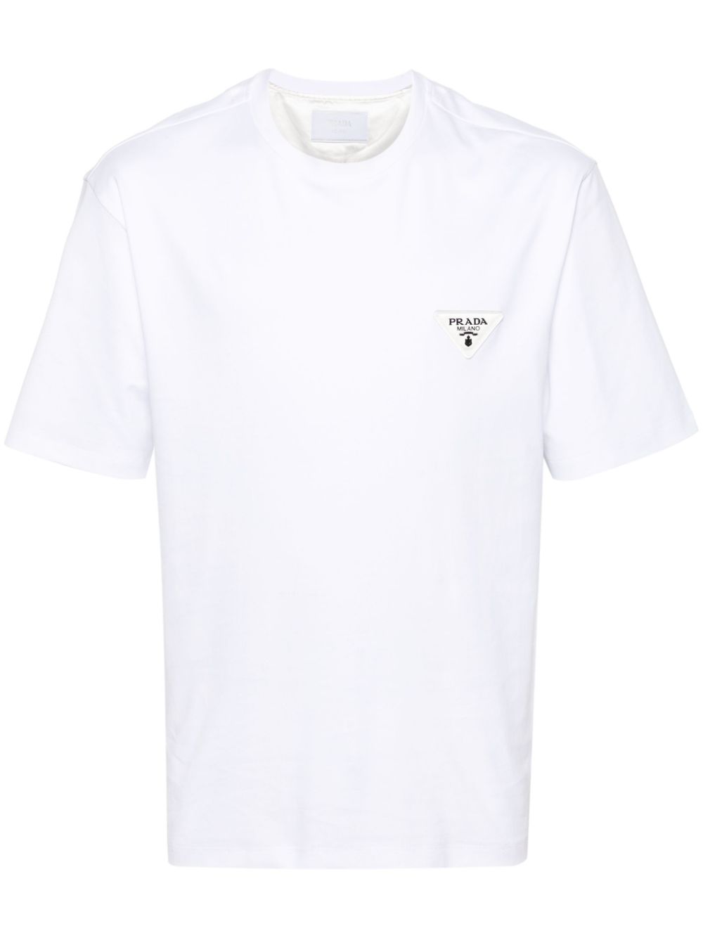 Prada triangle logo-patch cotton T-shirt - White von Prada