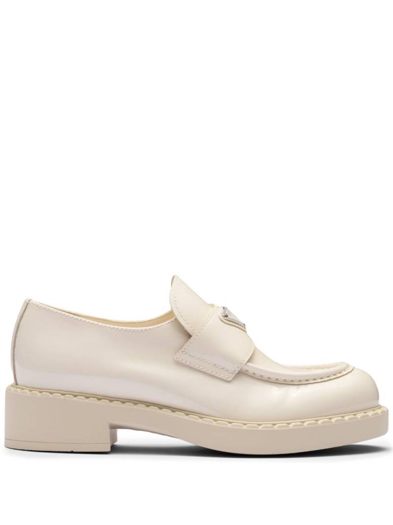 Prada Chocolate patent leather loafers - White von Prada