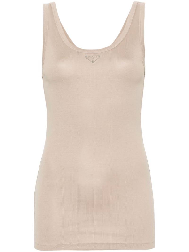 Prada triangle-logo ribbed tank top - Neutrals von Prada