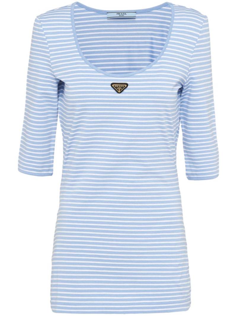 Prada triangle-logo striped T-shirt - Blue von Prada