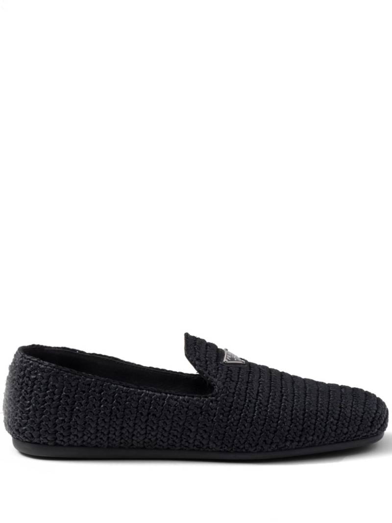 Prada triangle-logo woven loafers - Black von Prada