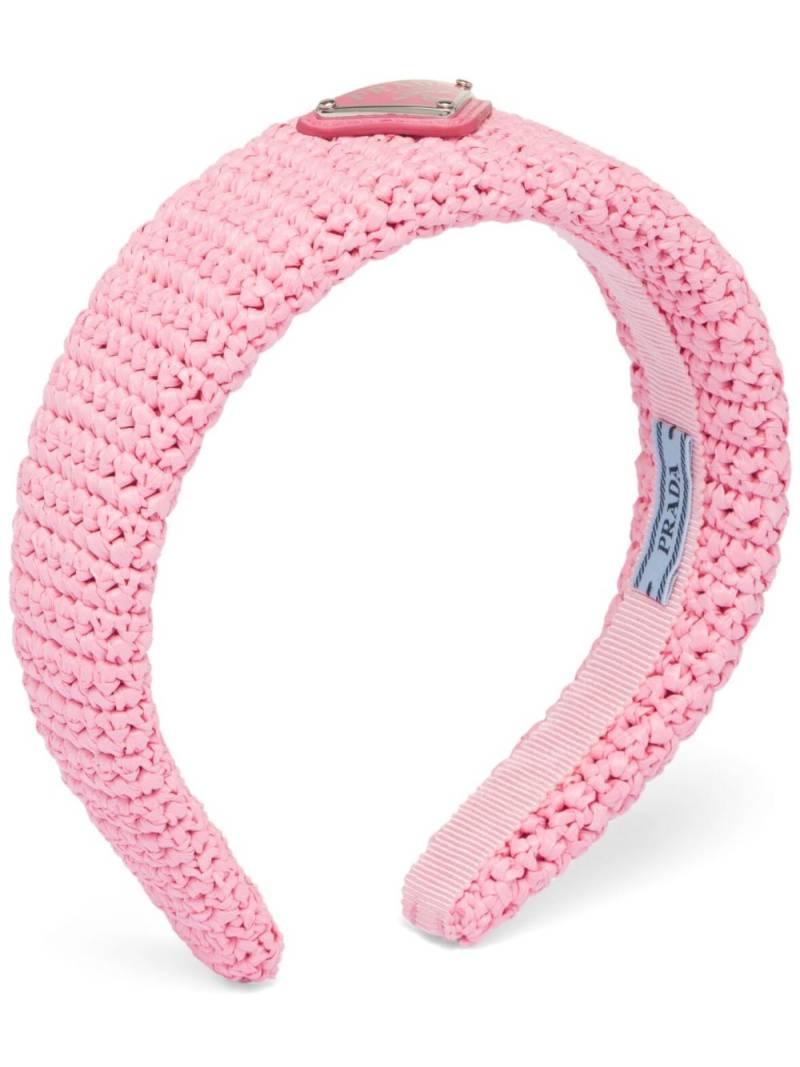 Prada triangle-logo raffia headband - Pink von Prada