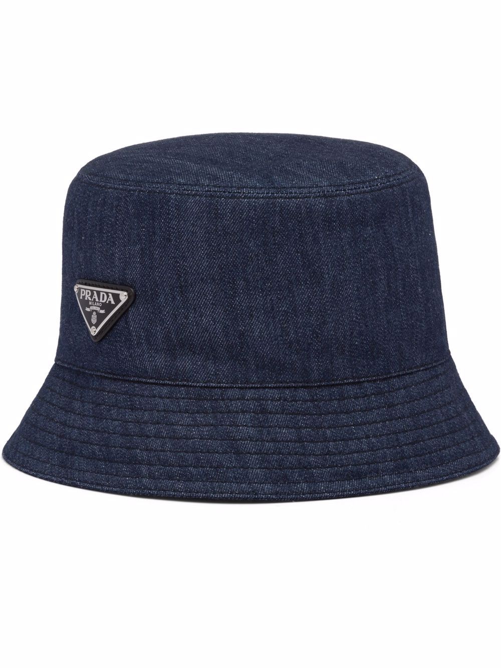 Prada triangle-logo denim bucket hat - Blue von Prada