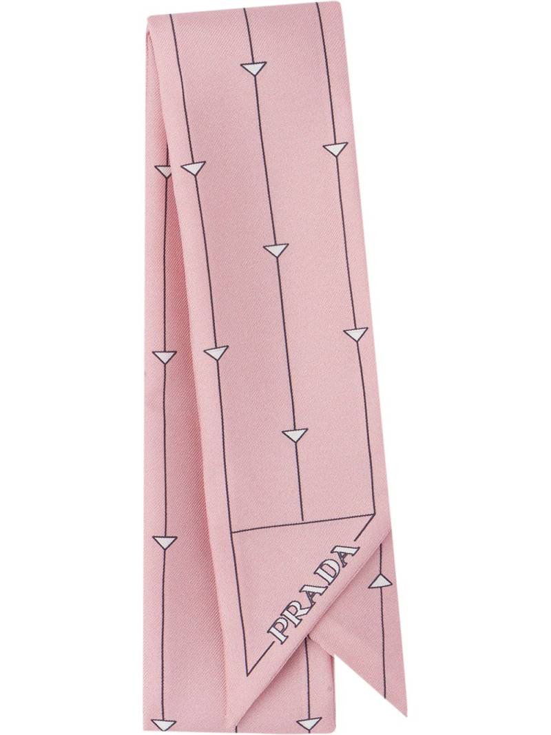 Prada triangle-print silk skinny scarf - Pink von Prada