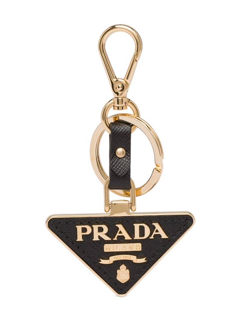 Prada triangle-logo leather keychain - Black von Prada