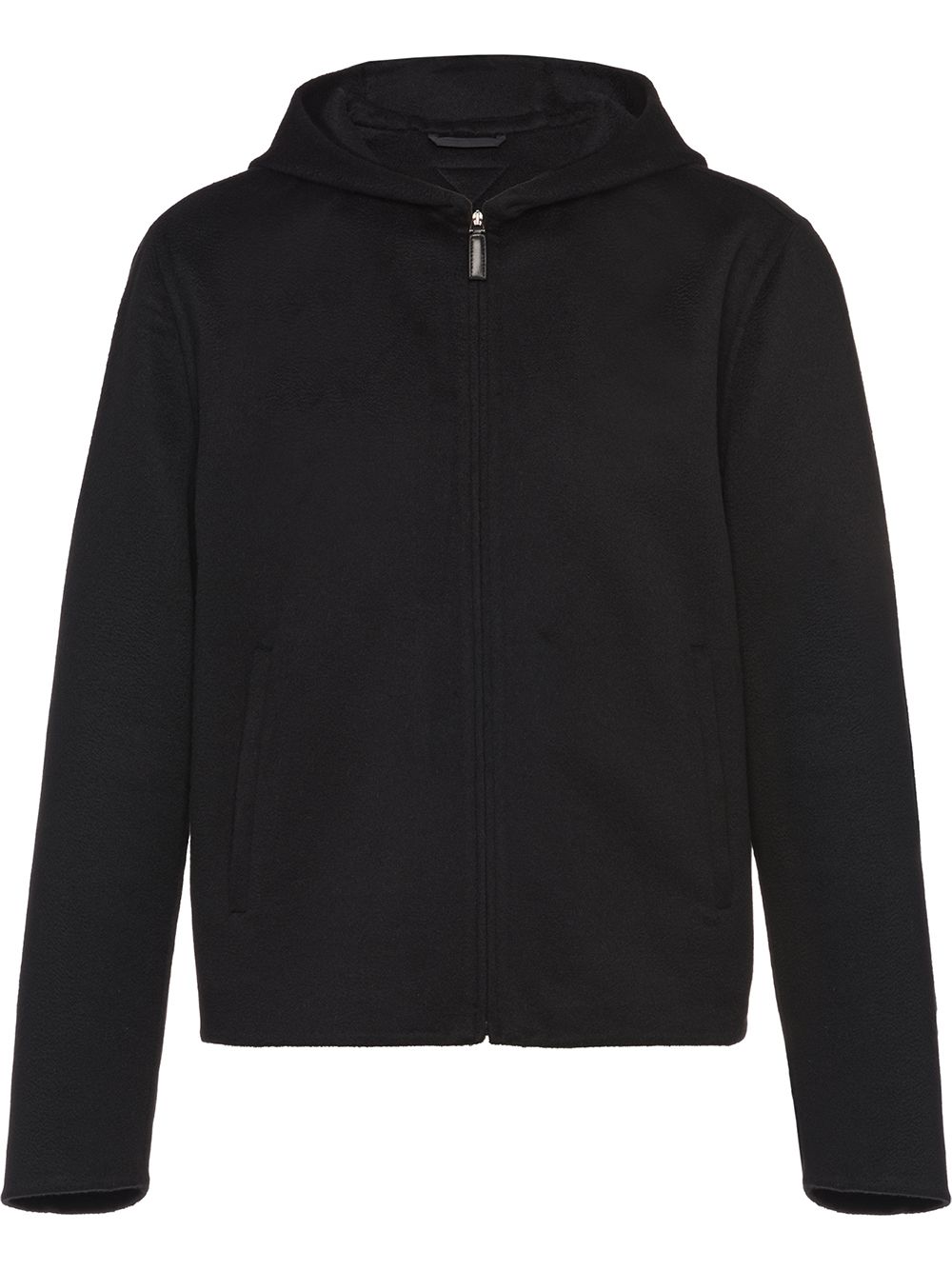 Prada zip front knitted hoodie - Black von Prada