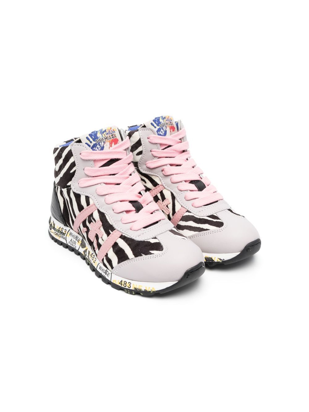 Premiata Kids zebra-print high-top sneakers - Grey von Premiata Kids