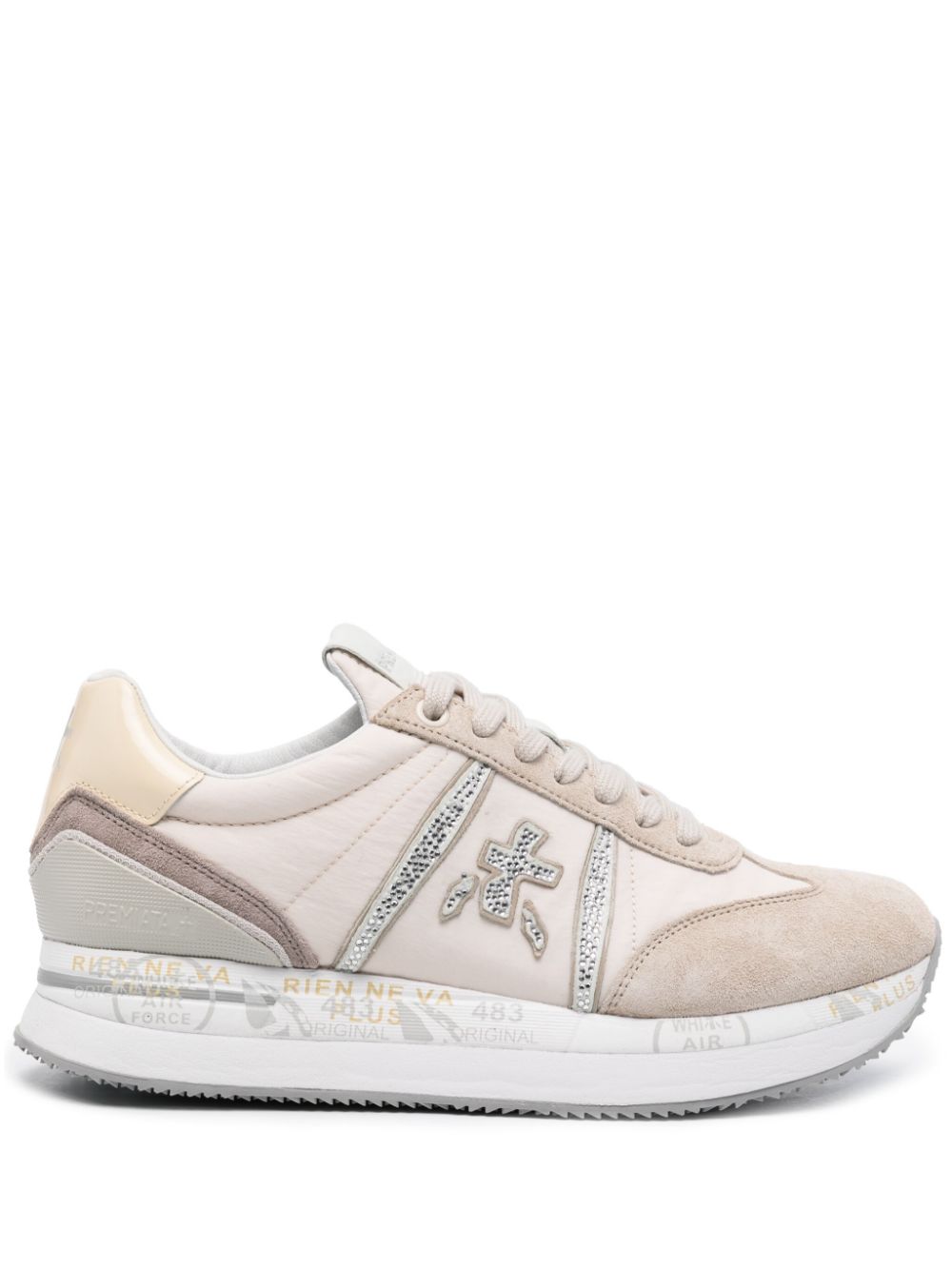 Premiata Conny rhinestone-embellished sneakers - Neutrals von Premiata