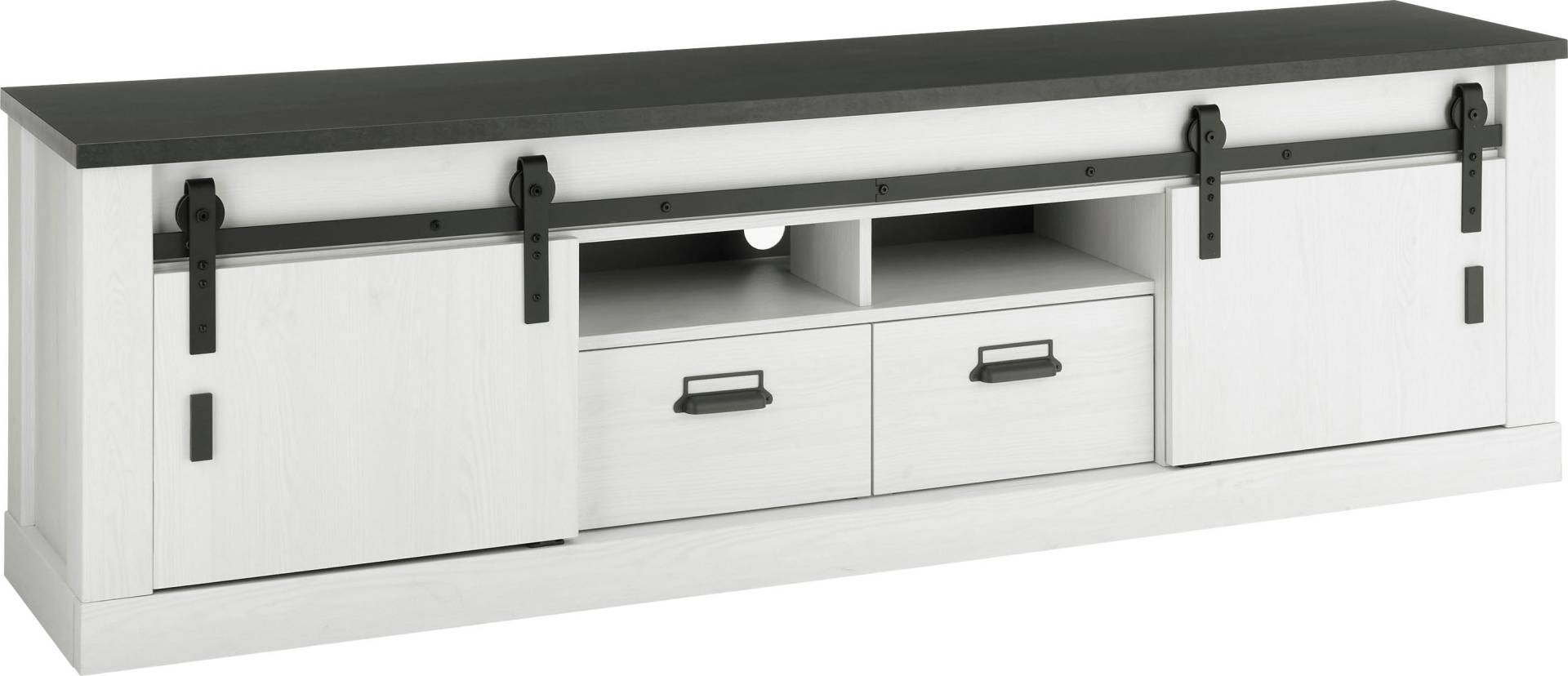 Home affaire Lowboard »SHERWOOD«, modernes Holz Dekor, mit Scheunentorbeschlag aus Metall, Breite 201 cm von home affaire