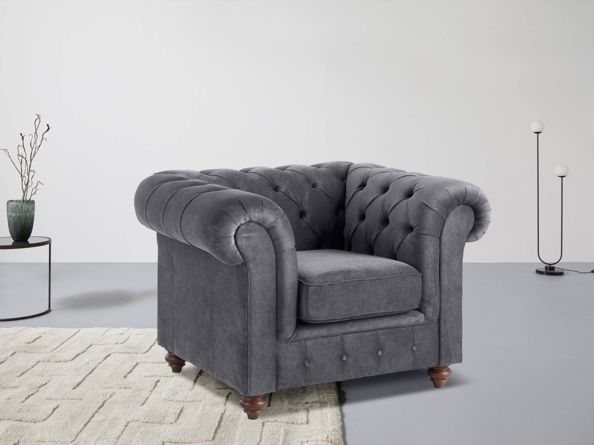 Home affaire Sessel »Chesterfield B/T/H: 105/69/74 cm«, mit hochwertiger Knopfheftung, auch in Leder von home affaire