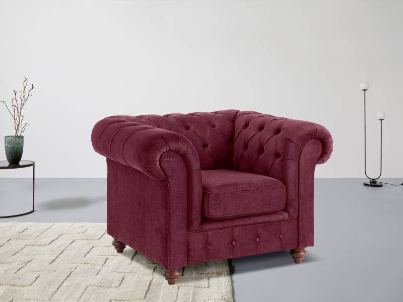 Home affaire Sessel »Chesterfield B/T/H: 105/69/74 cm«, mit hochwertiger Knopfheftung, auch in Leder von home affaire