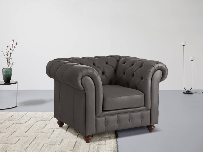 Home affaire Sessel »Chesterfield B/T/H: 105/69/74 cm«, mit hochwertiger Knopfheftung, auch in Leder von home affaire