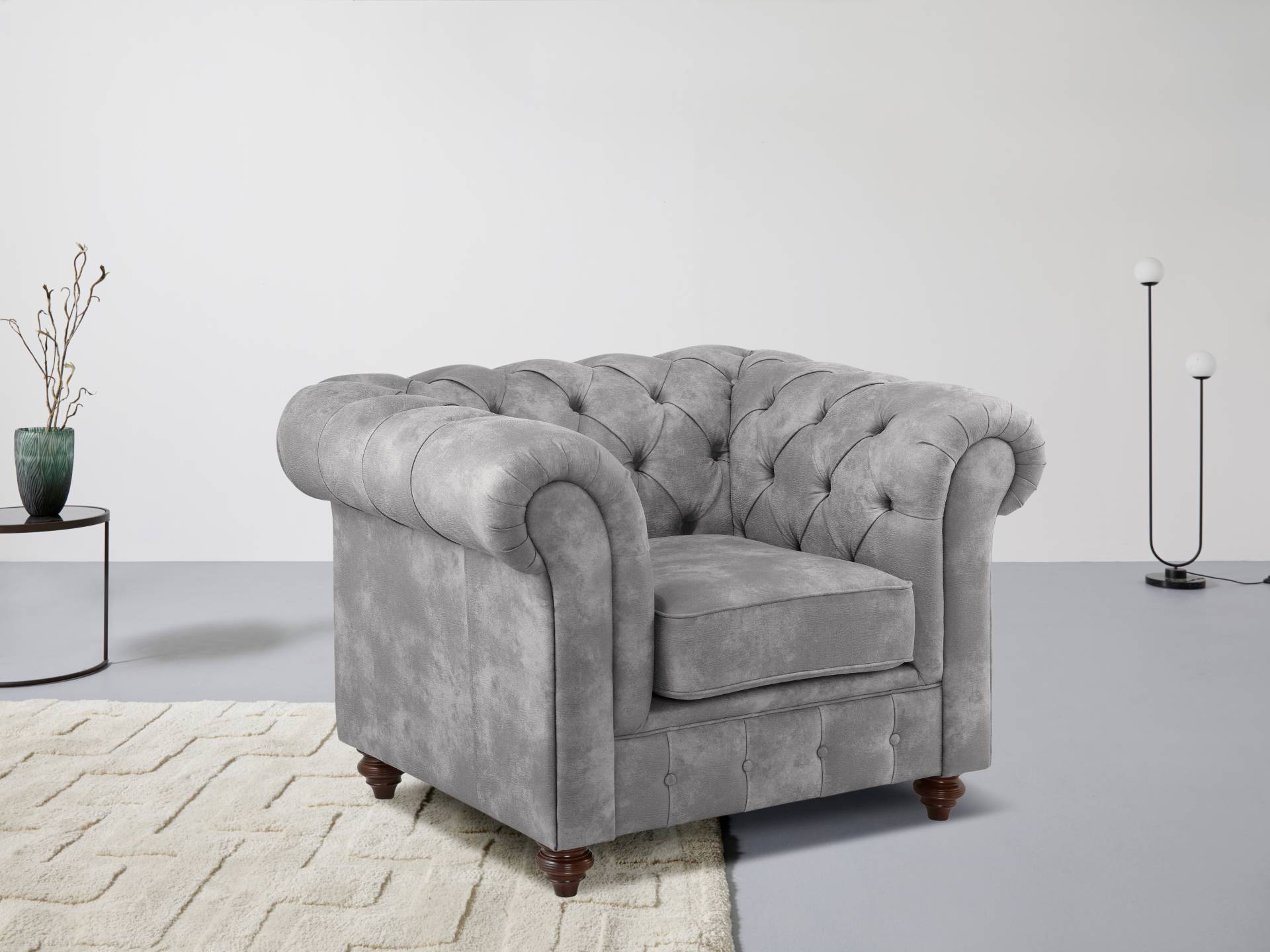 Home affaire Sessel »Chesterfield B/T/H: 105/69/74 cm«, mit hochwertiger Knopfheftung, auch in Leder von home affaire