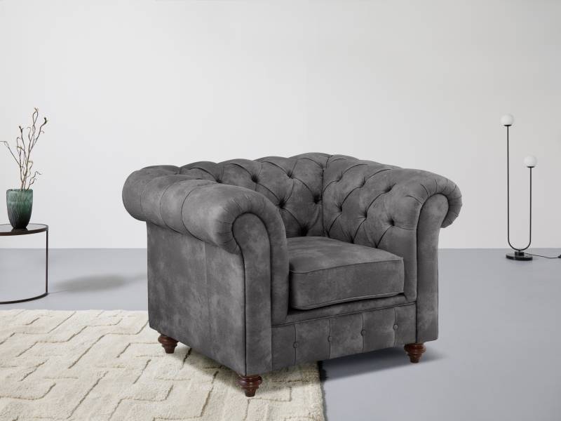 Home affaire Sessel »Chesterfield B/T/H: 105/69/74 cm«, mit hochwertiger Knopfheftung, auch in Leder von home affaire