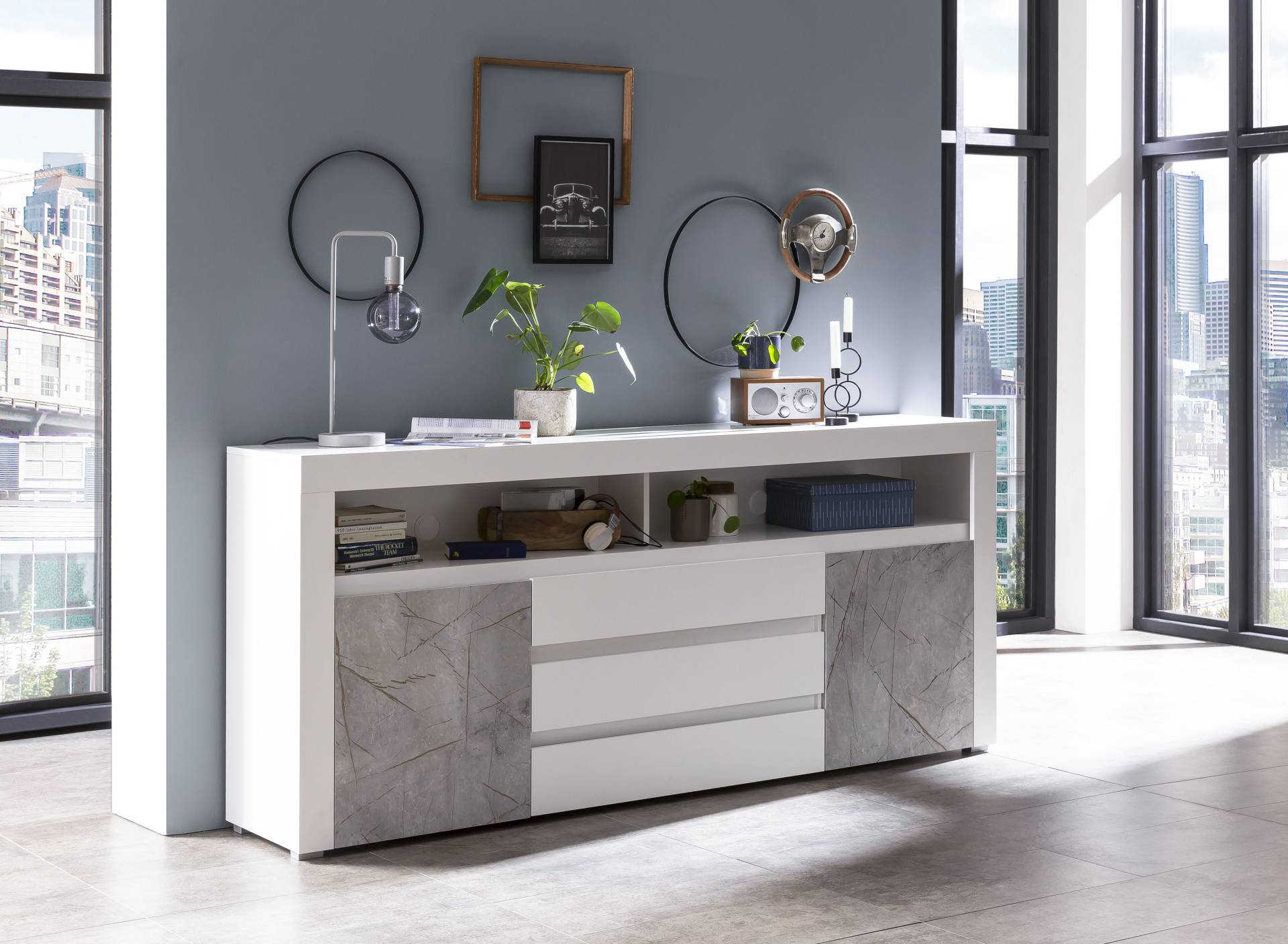 Home affaire Sideboard »Stone Marble«, mit einem edlen Marmor-Optik Dekor, Breite 200 cm von home affaire