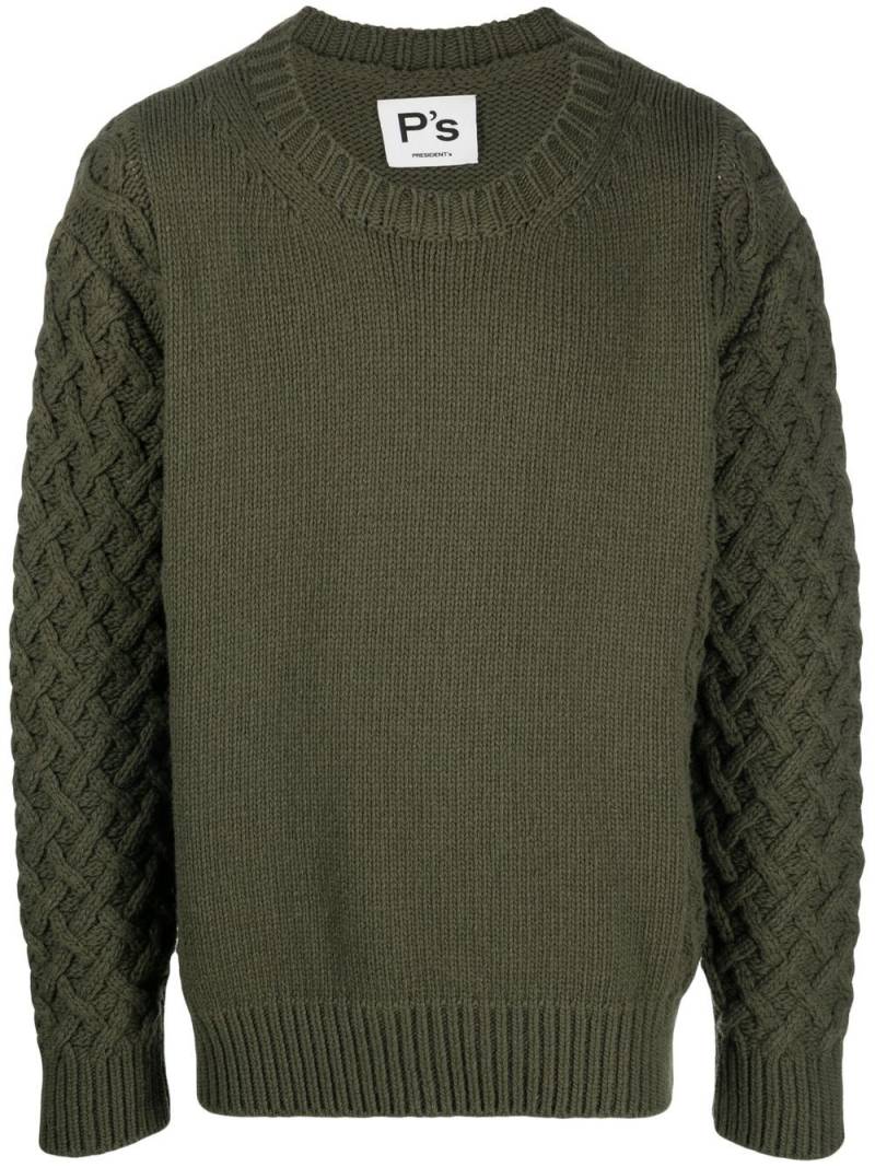 President’S cable-knit crew neck jumper - Green von President’S