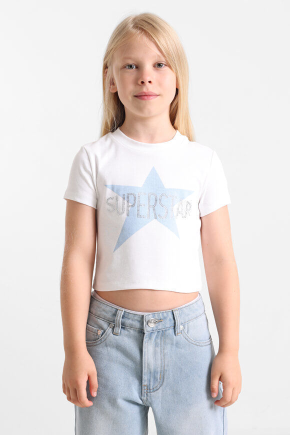 Pretty Mess Crop T-Shirt | Weiss | Mädchen  | 10 von Pretty Mess